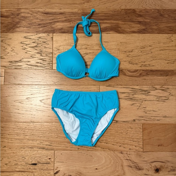 Venus Aqua Reef Push Up Top Turquoise Bikini Set with Moderate Coverage Bottom - Picture 2 of 10